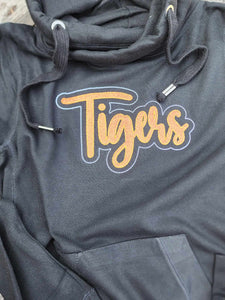 Tigers Embroidered Cross Neck Hoodie