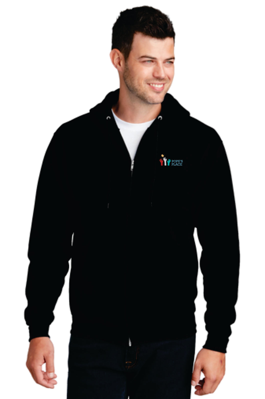 Men's Embroidered Full Zip Hoodie | Pope's Place